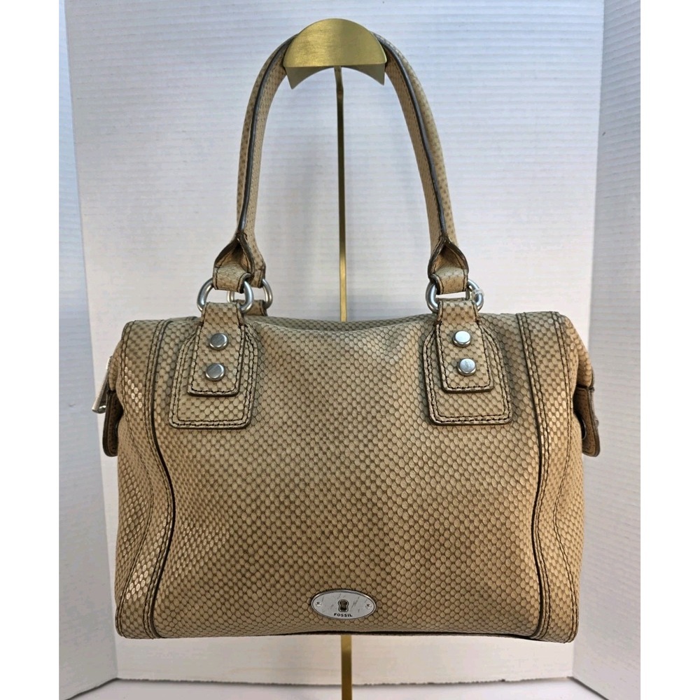 Vintage Fossil Marlow Cow Hide‎ Leather with Sneak Emobssed Satchel